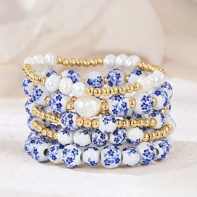 Pulsera de perlas flor de azur