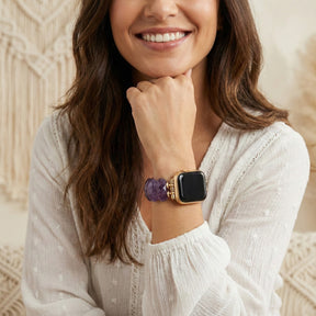 Correa elástica de protección de amatista curativa para Apple Watch