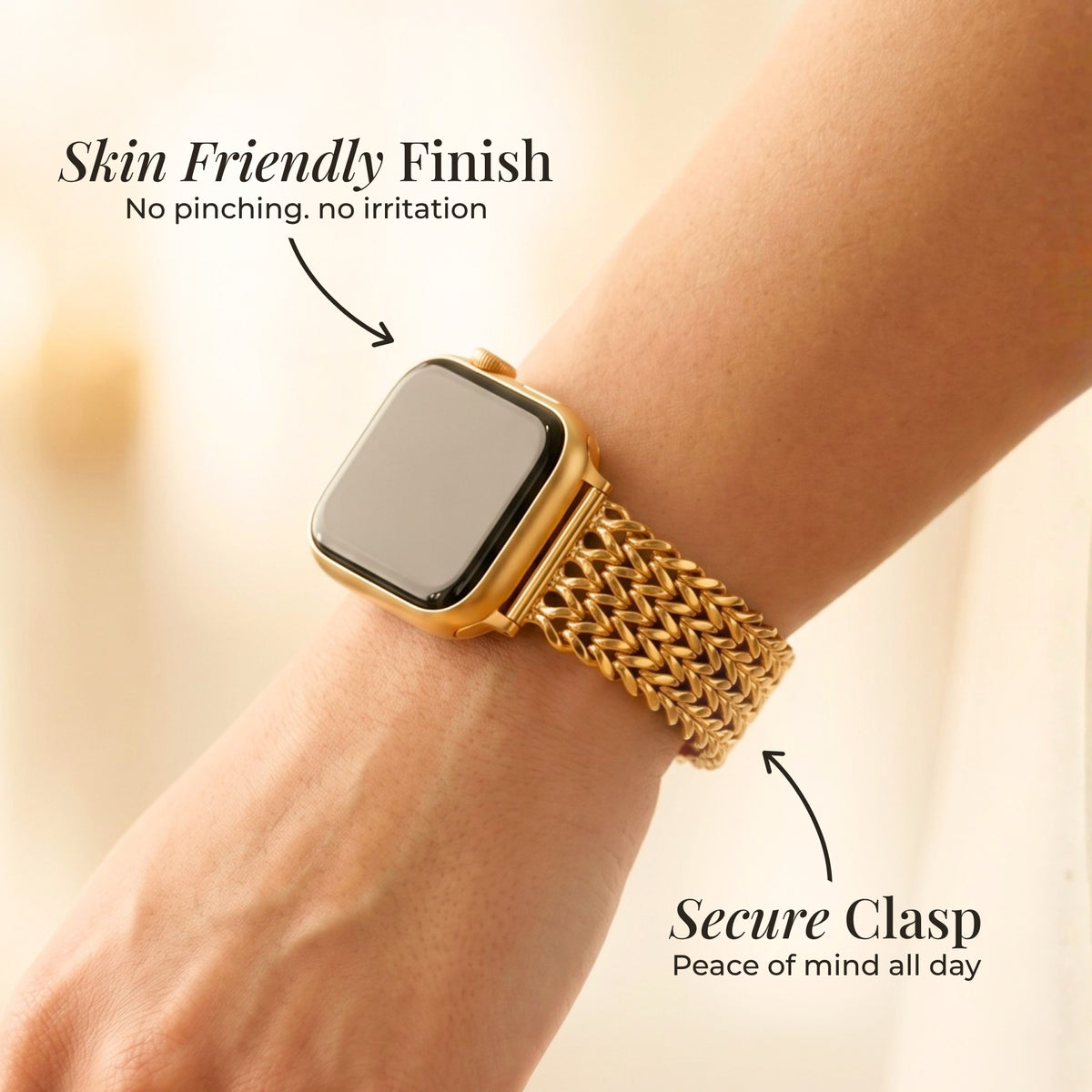Correa de lujo para Apple Watch de cadena dorada