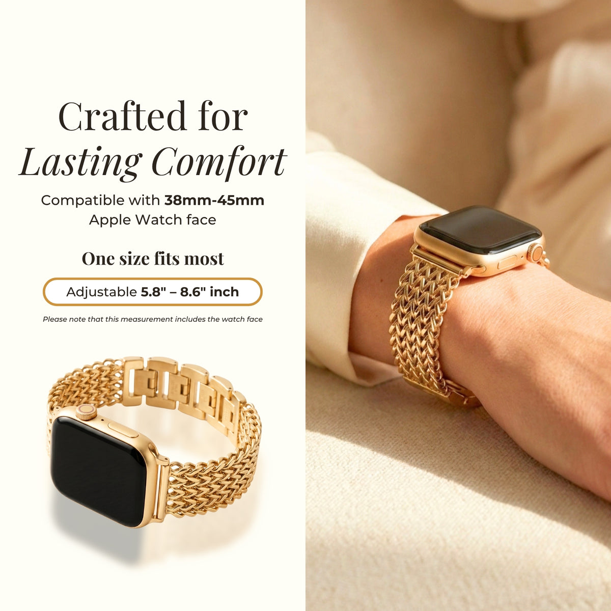 Correa de lujo para Apple Watch de cadena dorada