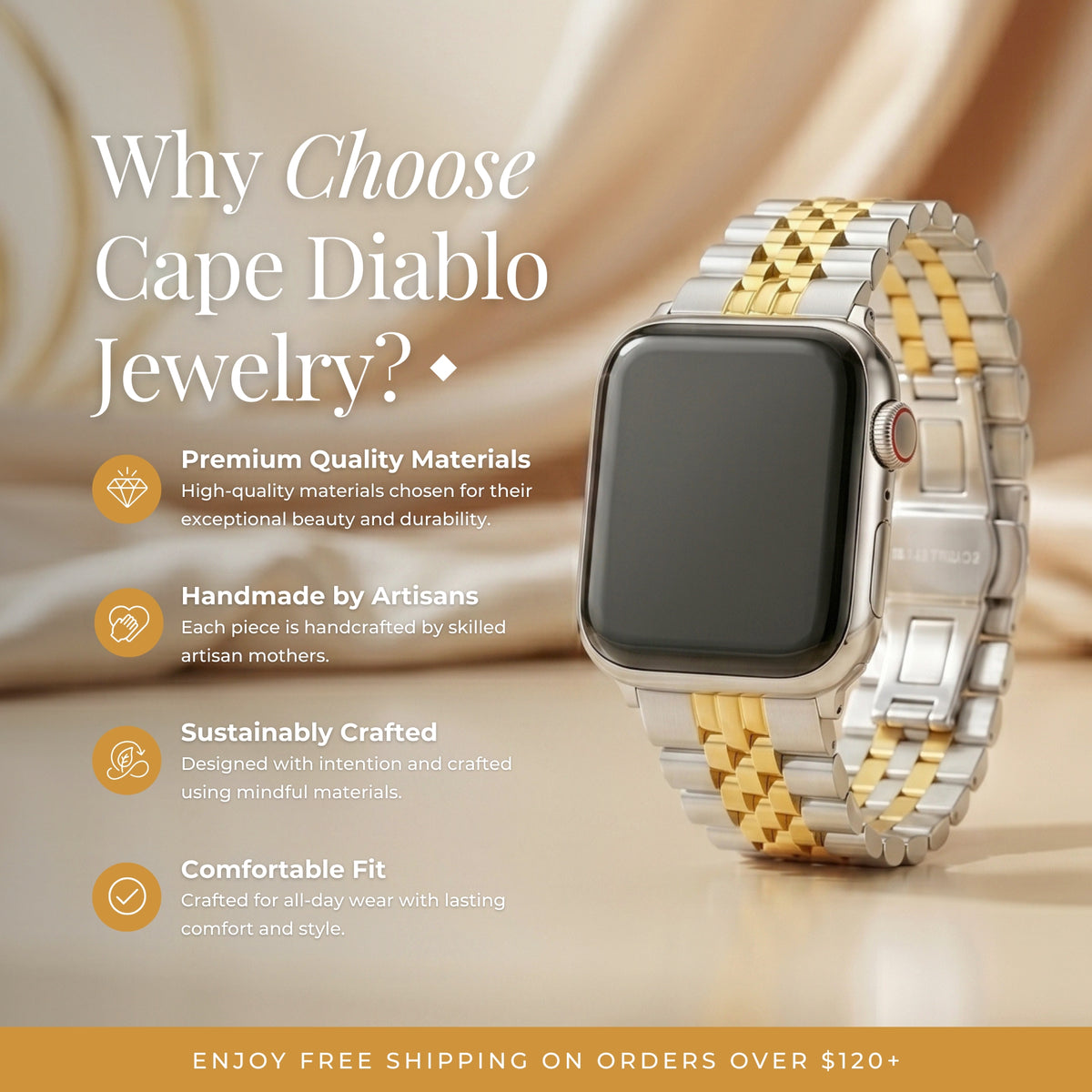 Correa de lujo para Apple Watch de cadena dorada