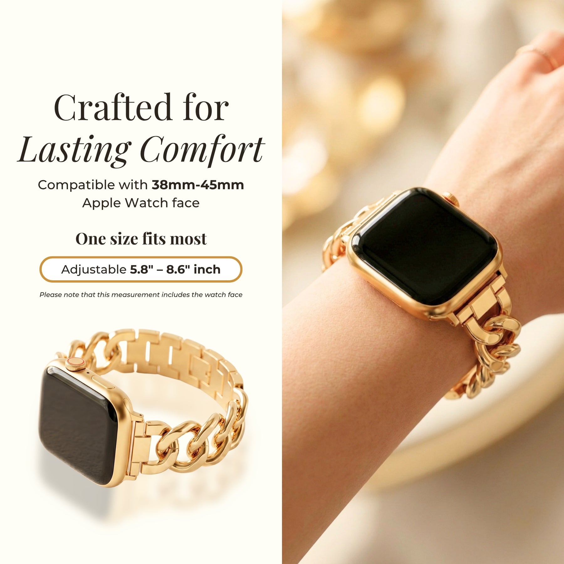 Correa de lujo tejida dorada para Apple Watch