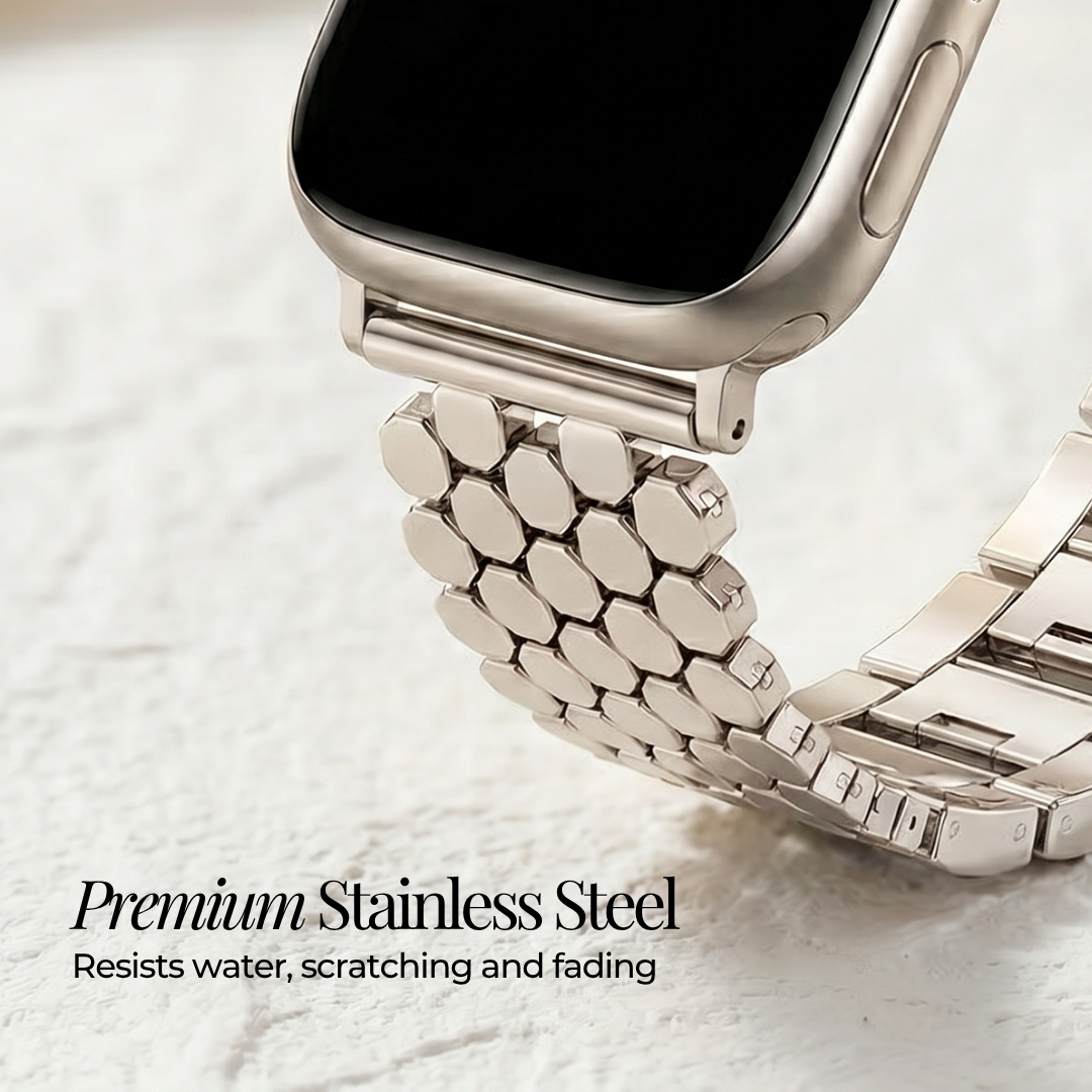 Correa de lujo para Apple Watch en panal plateado