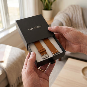 Correa de cuero marrón oscuro para Apple Watch para hombre