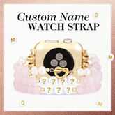 Correa elástica de cuarzo rosa personalizada para Apple Watch