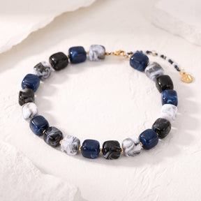 Collar de cuentas cuadradas gruesas otoño