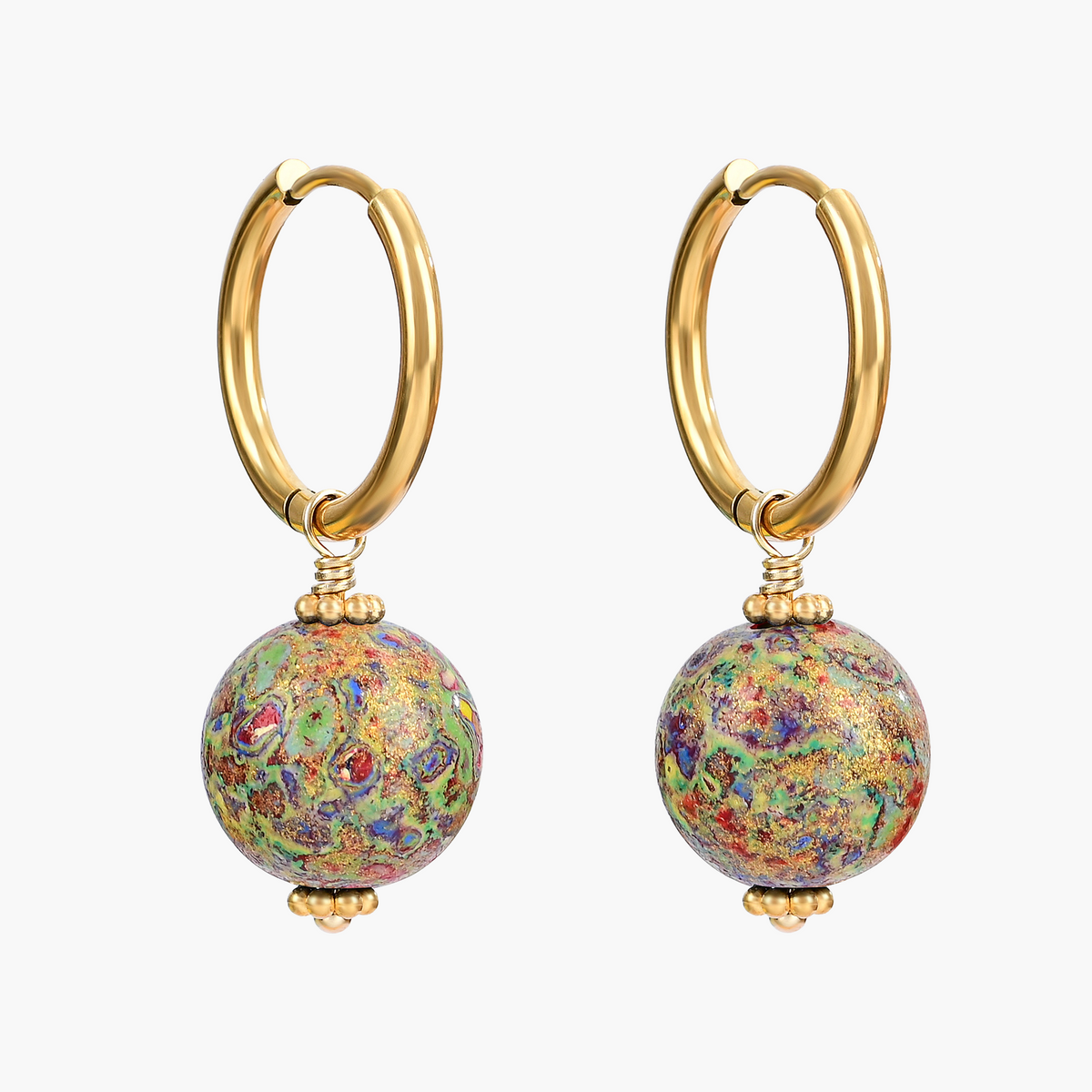 Pendientes de aro con orbe moteado Meadow Mist