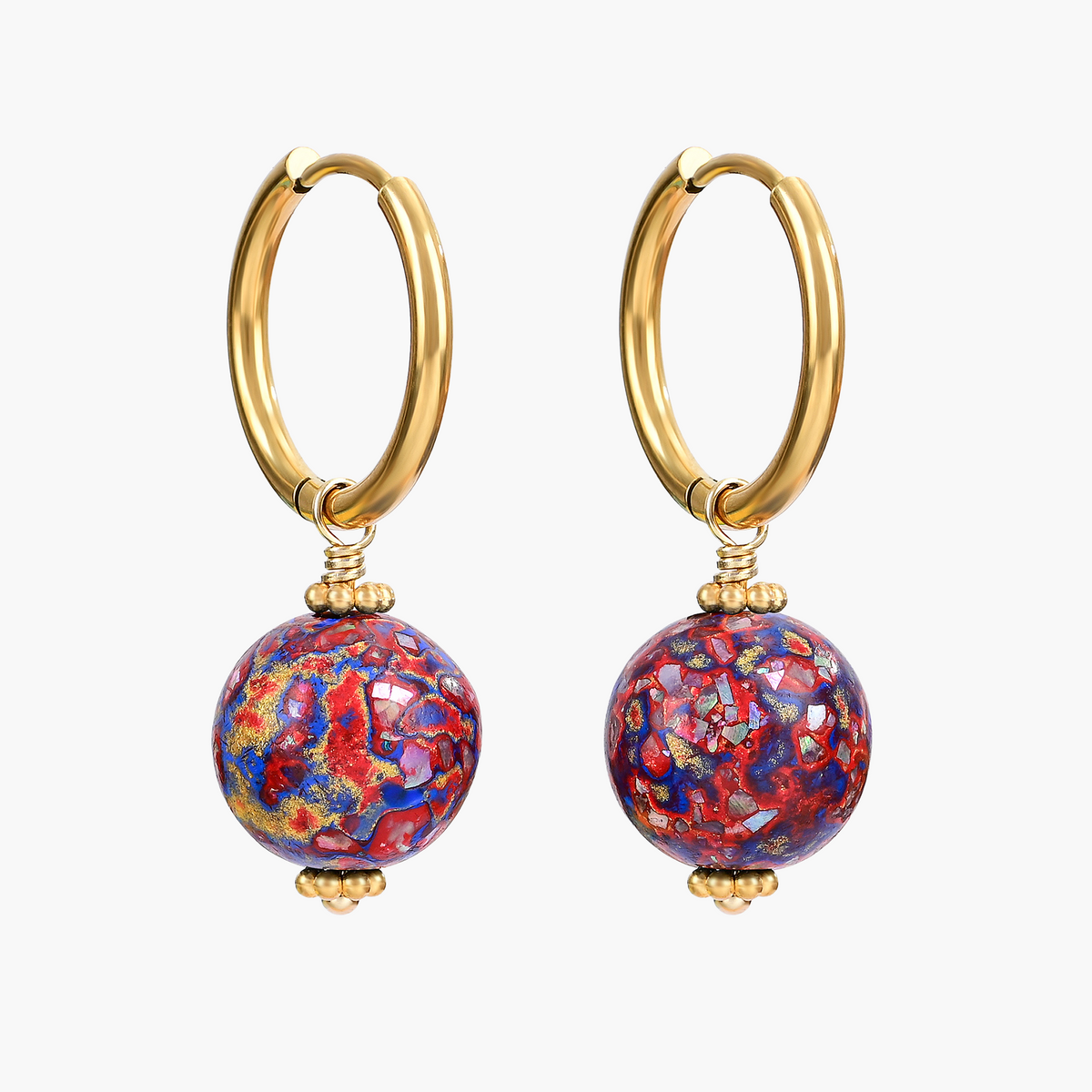 Pendientes de aro con orbe moteado Amethyst Aurora