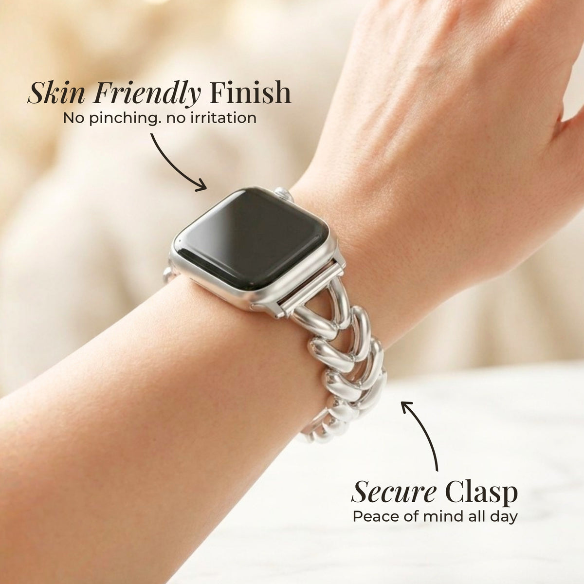 Correa de lujo para Apple Watch trenzada de platino