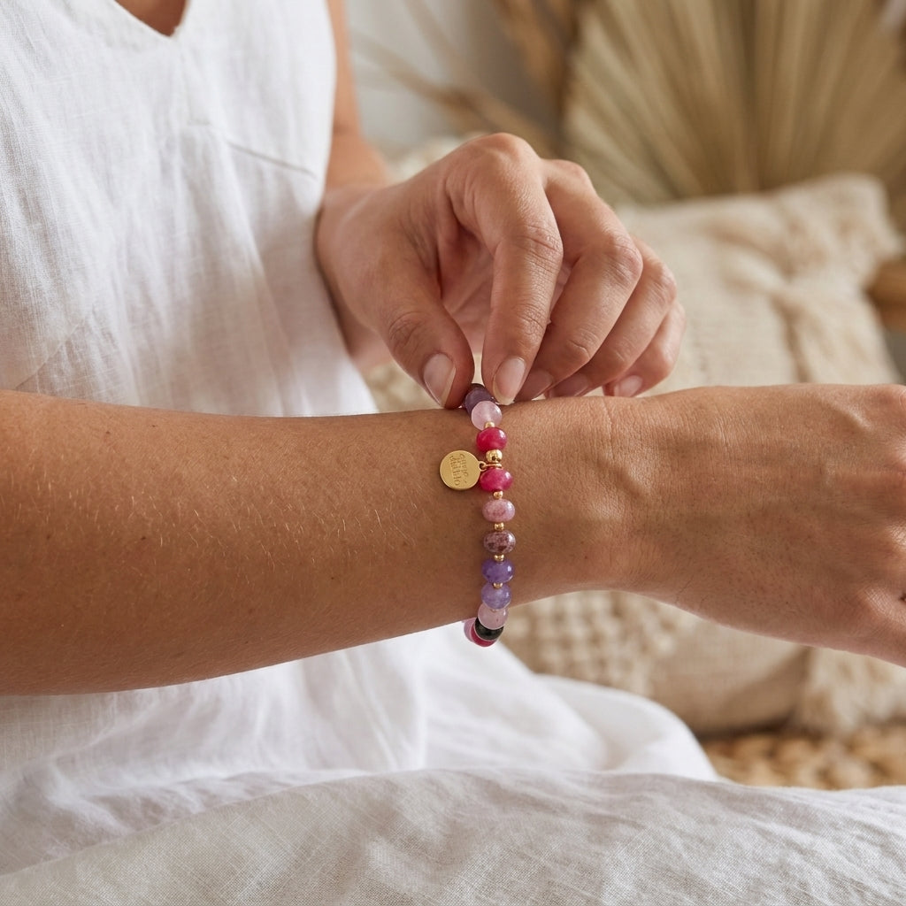 Pulsera Berry Jade Bloom