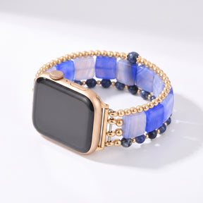 Correa elástica para Apple Watch de ágata Hora Dorada, plateada