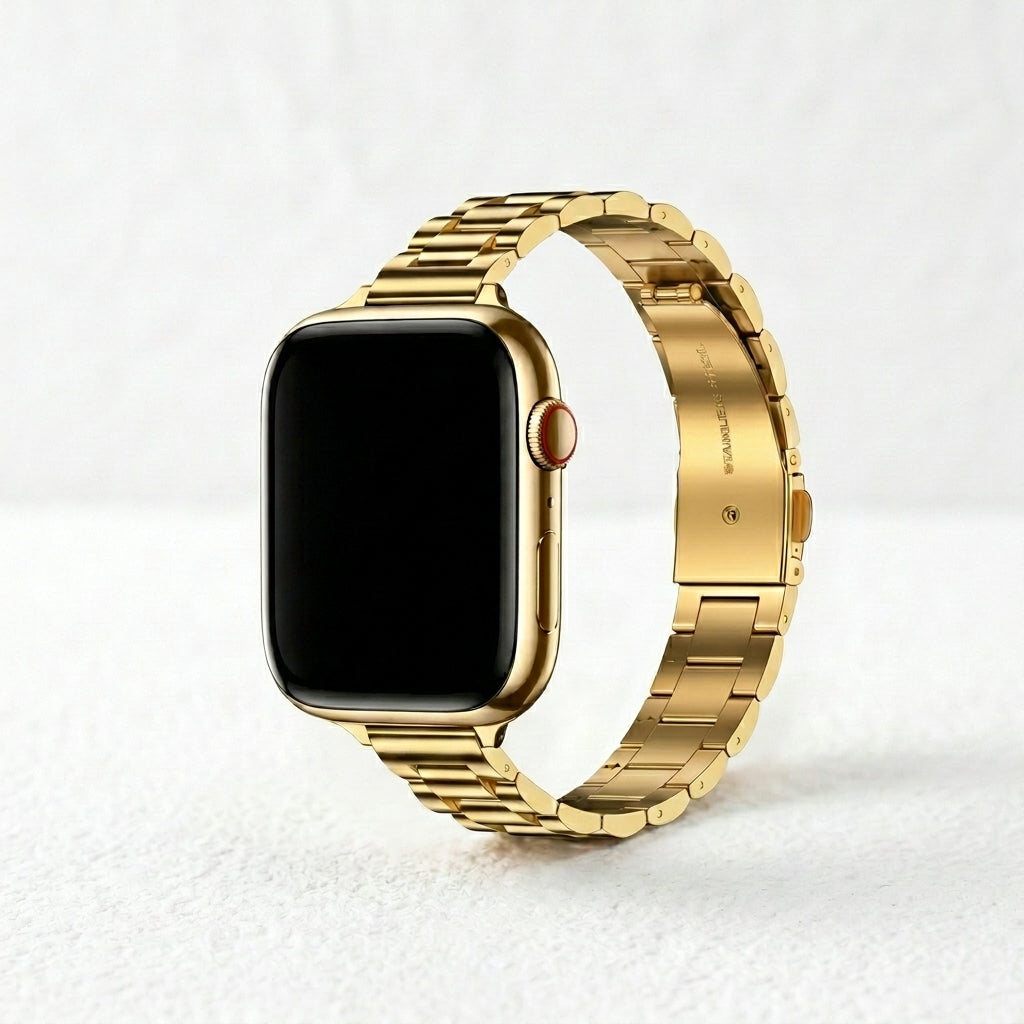 Correa clásica de lujo dorada para Apple Watch