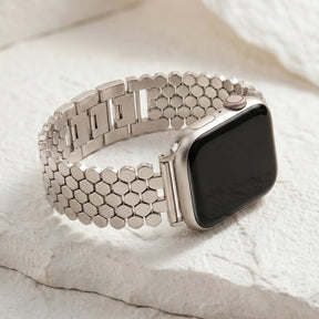 Correa de lujo para Apple Watch en panal plateado