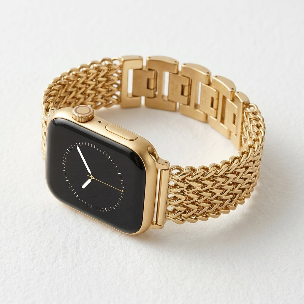 Correa de lujo para Apple Watch de cadena dorada