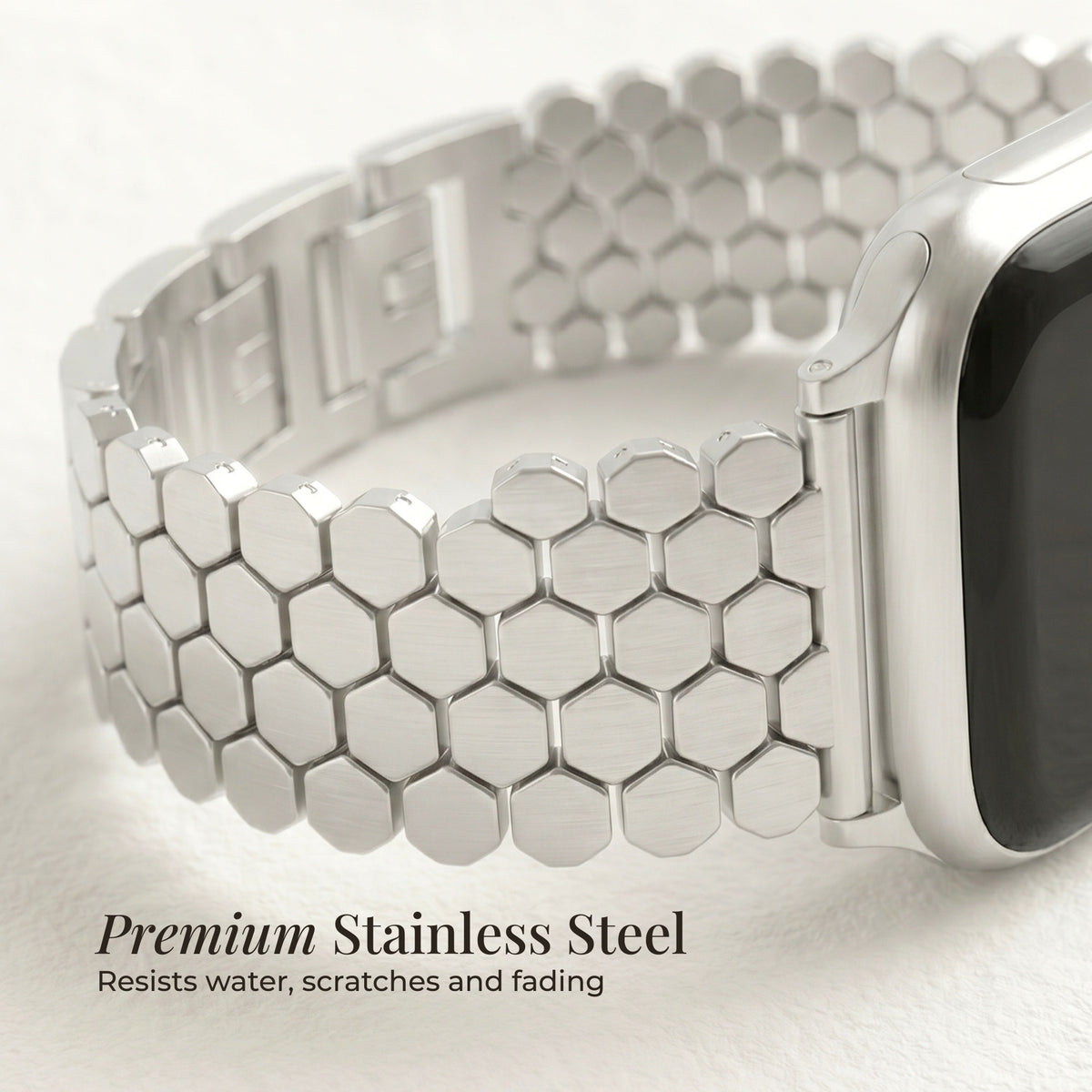 Correa de lujo para Apple Watch en panal plateado