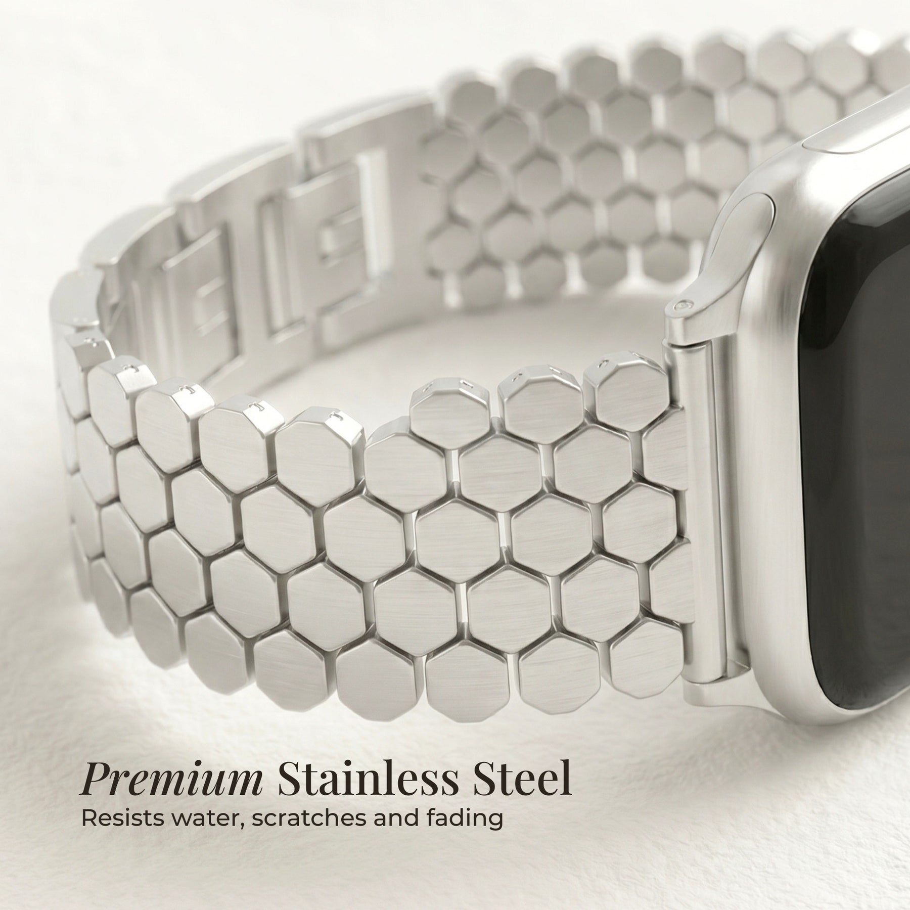 Correa de lujo para Apple Watch en panal plateado