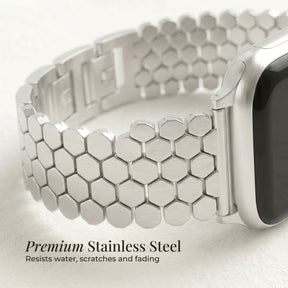 Correa de lujo para Apple Watch en panal plateado