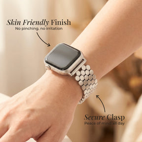 Correa de lujo para Apple Watch en panal plateado