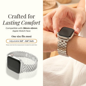 Correa de lujo para Apple Watch en panal plateado