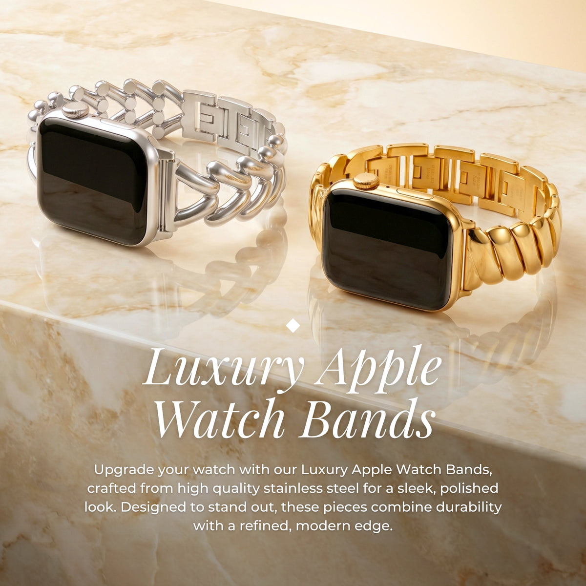 Correa de lujo para Apple Watch en panal plateado