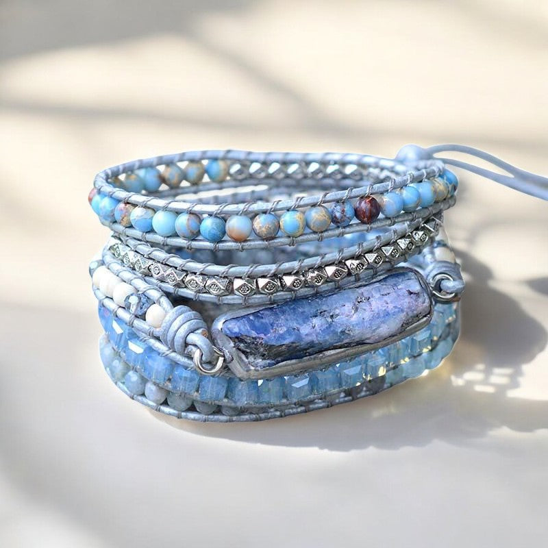 Brazalete envolvente de plata Reina de Topacio Sanador