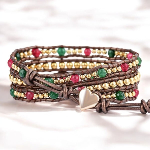 Pulsera Envoltura de Corazón de Feliz Navidad