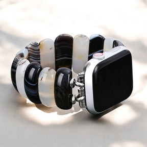 Correa elástica de ágata escarcha obsidiana para Apple Watch