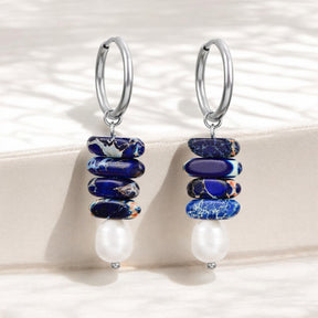 Aros Colgantes de Perla Ocean Bliss y Jaspe Lápiz