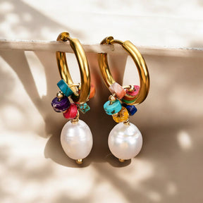 Pendientes de aro Jasper Harmony Pearl