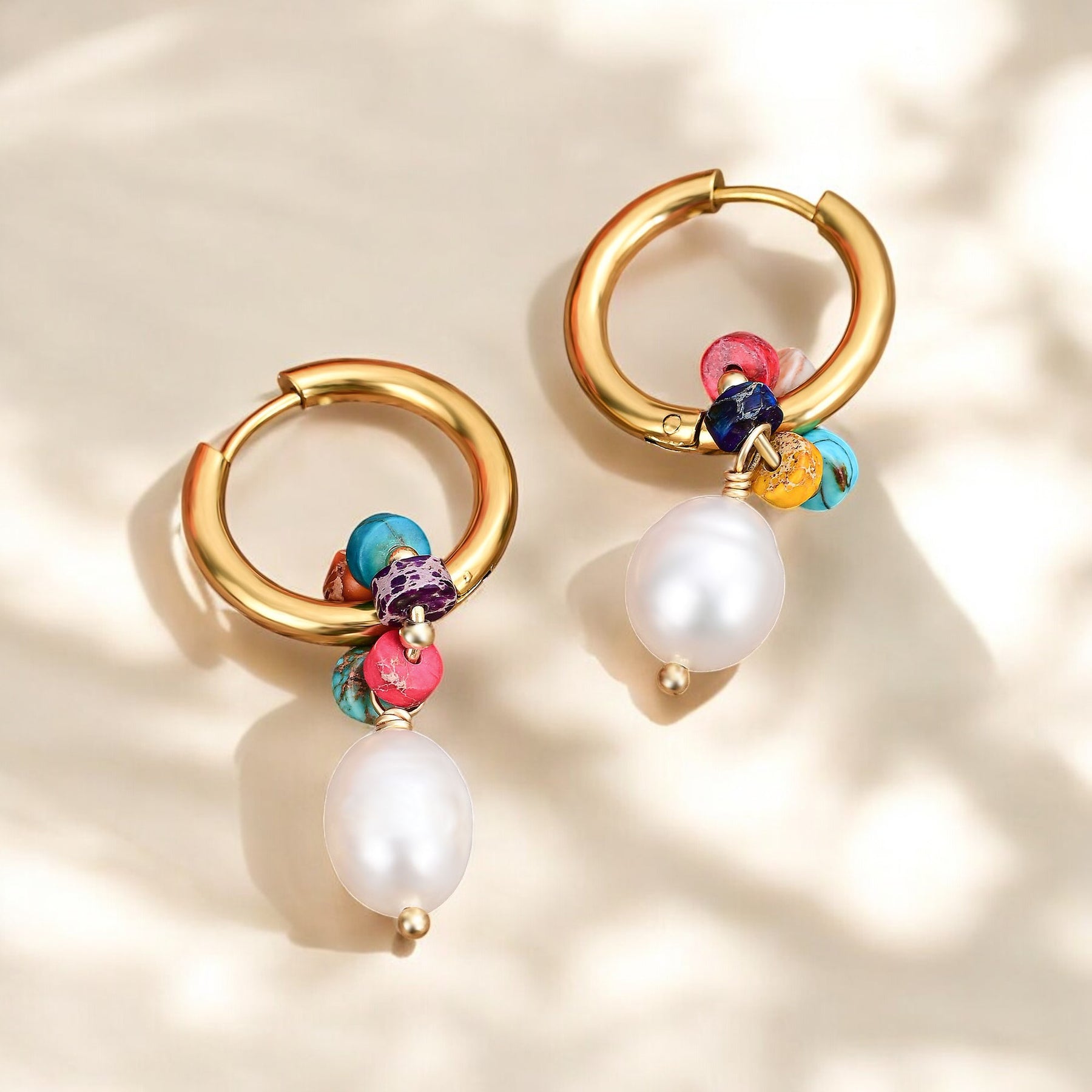 Pendientes de aro Jasper Harmony Pearl