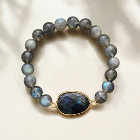 Pulsera de piedra preciosa Labradorita azul