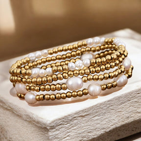 Conjunto de Pulsera de Oro y Perlas