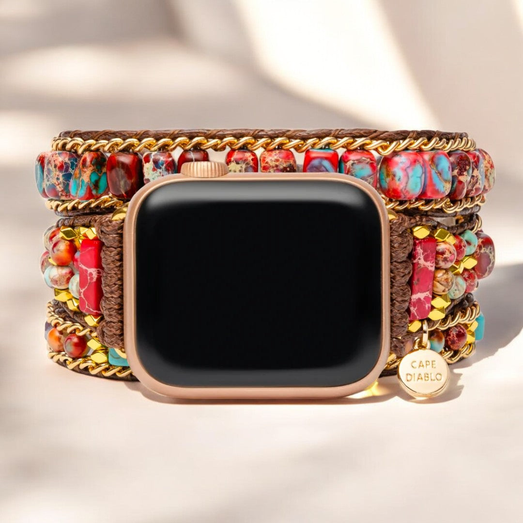 Correa Apple Watch con jaspe emperador cereza