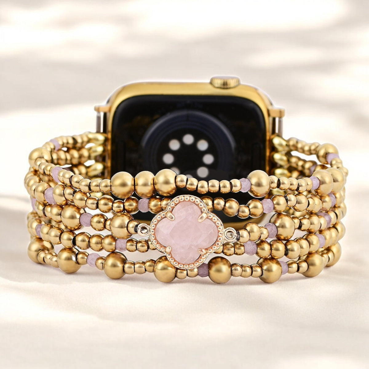 Elegancia de Cuarzo Rosa Encantado Correa Elástica para Apple Watch