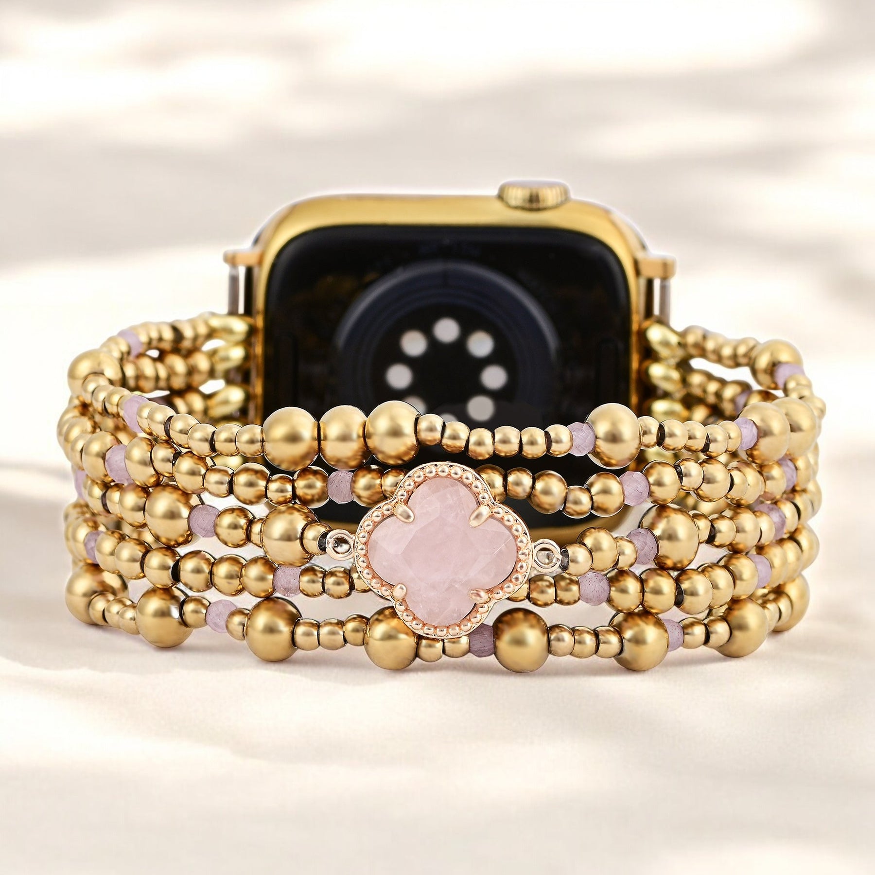 Elegancia de Cuarzo Rosa Encantado Correa Elástica para Apple Watch