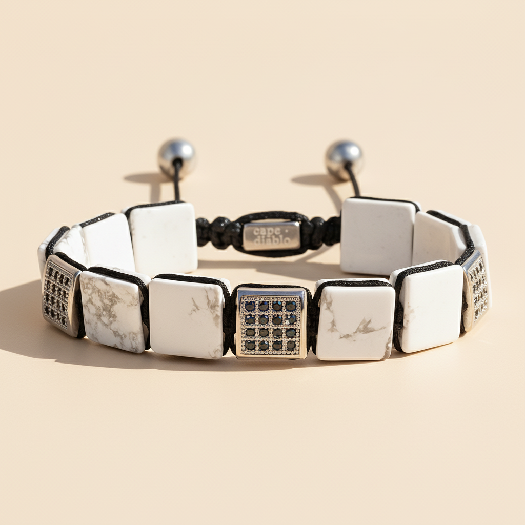 Pulsera blanca de turquesa para hombre