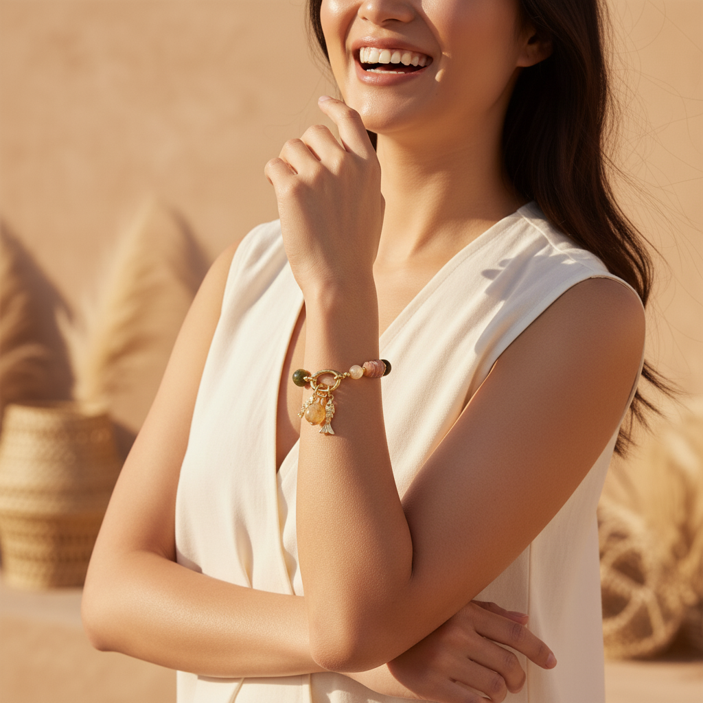 Pulsera con encanto de brillo citrino