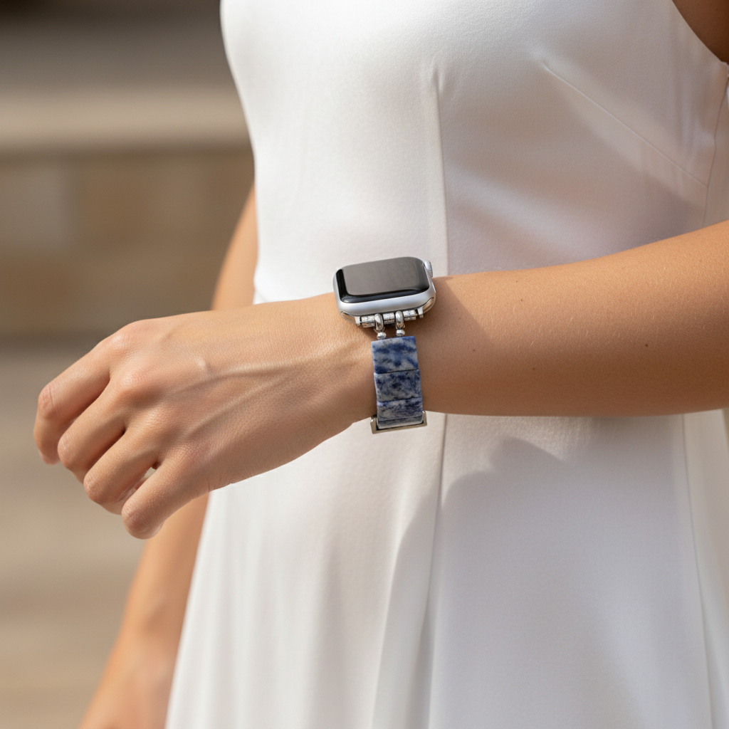 Correa elástica de sodalita azul horizonte para Apple Watch