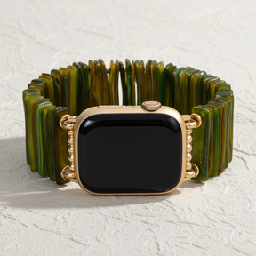 Correa elástica sobria color oliva dorado para Apple Watch