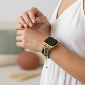 Correa elástica verde dorado para Apple Watch