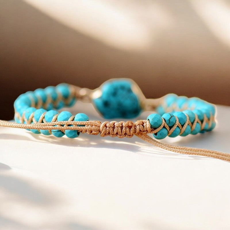 Pulsera de encanto étnico de turquesa