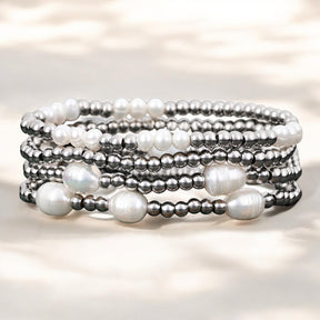 Conjunto de Pulsera de Perlas y Plata