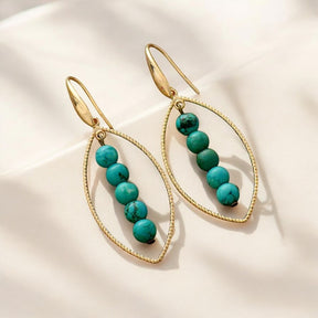 Pendientes Ovalados de Oro y Turquesa