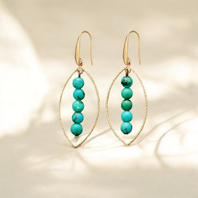 Pendientes Ovalados de Oro y Turquesa