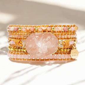 Pulsera de Cuarzo Rosa Dorado