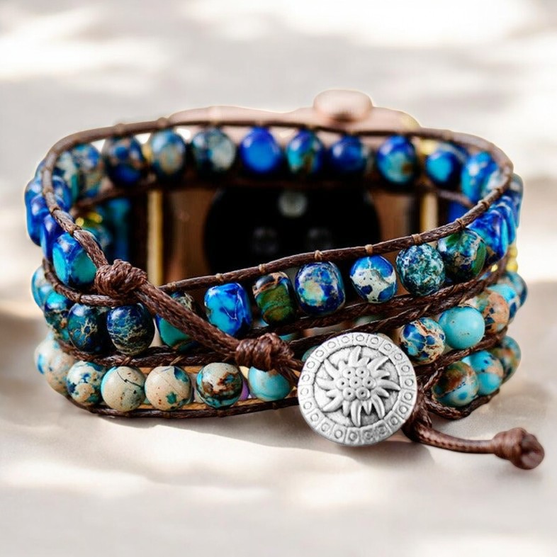 Correa de Jaspe Azul Elegante para Apple Watch