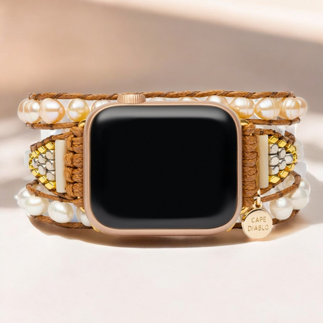 Correa de Perla de Agua Dulce Elegante para Apple Watch