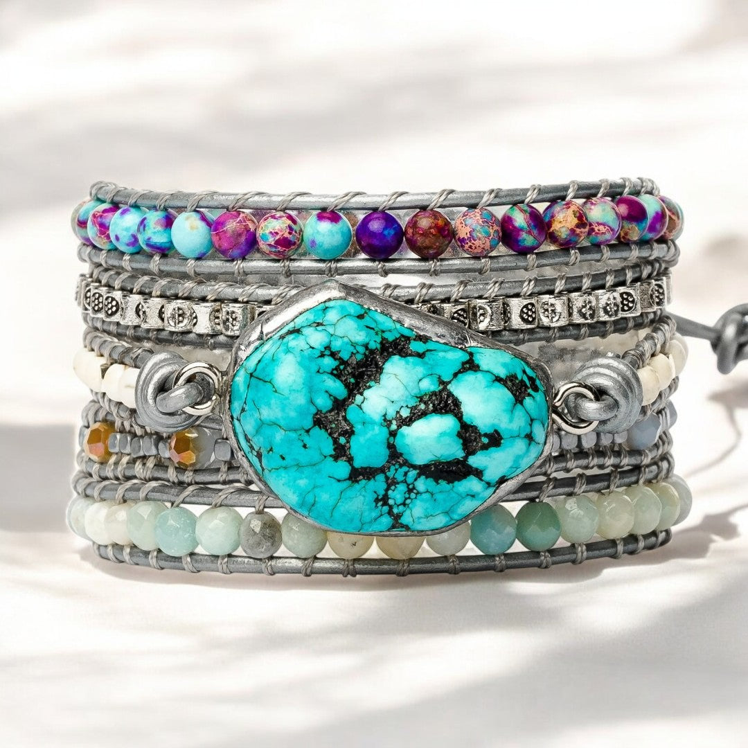 Pulsera envolvente de protección de turquesa curativa