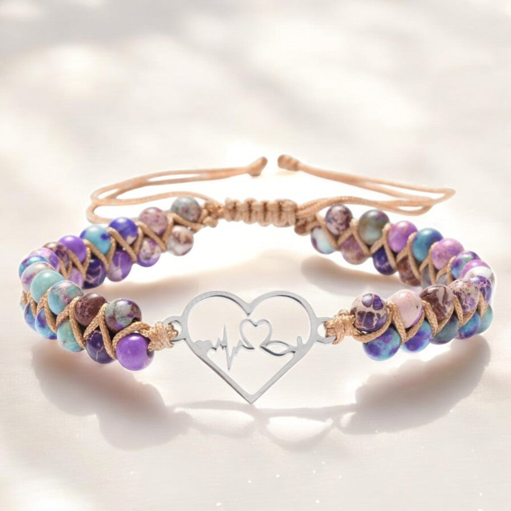 Pulsera de sanación con encanto de latido del corazón