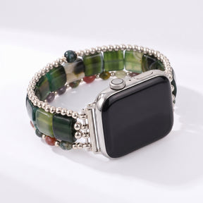 Correa elástica para Apple Watch de ágata Hora Dorada, plateada